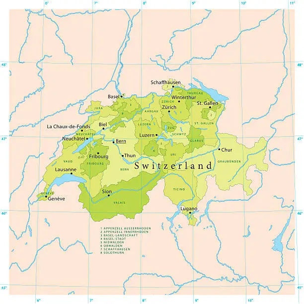 Vector illustration of Switzerland Vector Map