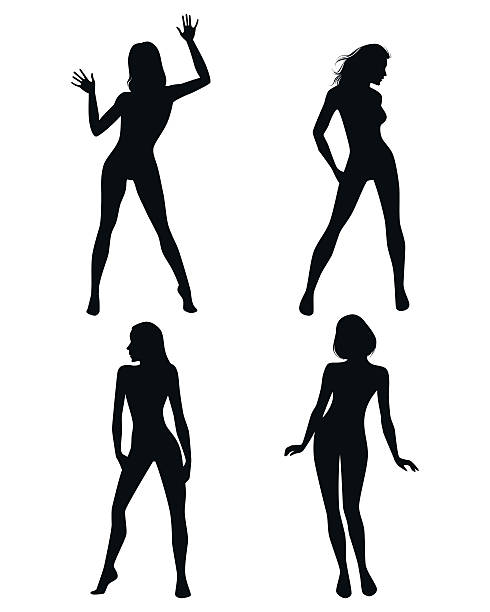vier mädchen silhouetten - female stripper stock-grafiken, -clipart, -cartoons und -symbole