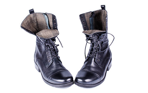 istock Coarse black shoes with laces 483872749