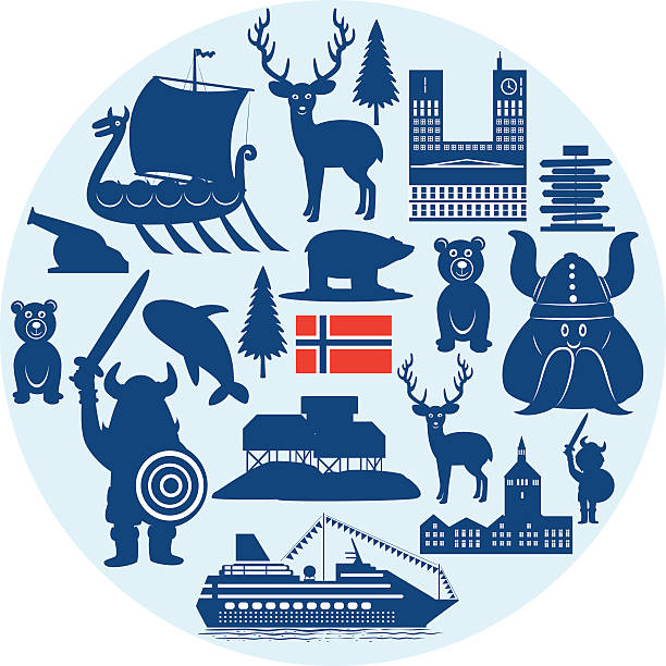 norwegen symbole - hammerfest stock-grafiken, -clipart, -cartoons und -symbole