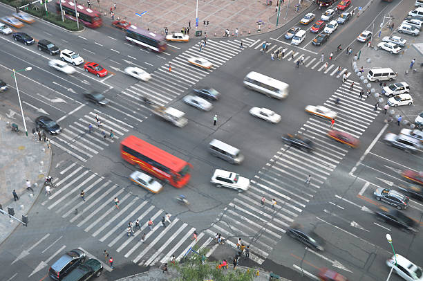 istock Speedy traffic on road cross 483873589
