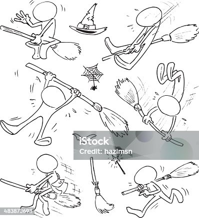 istock Faceless Characters with Broom 483873693
