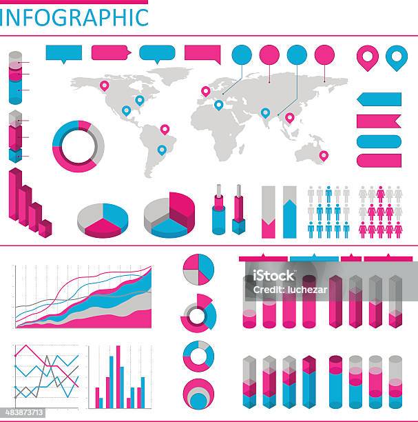 Elementi Infografici - Immagini vettoriali stock e altre immagini di Collegare i puntini - Collegare i puntini, Diagramma grafico, Modello - Mezzo d'informazione