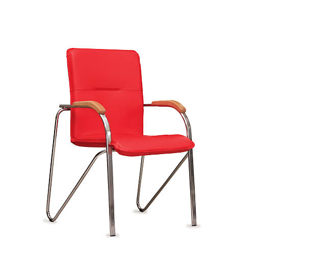 istock The office chair from red  leather. Isolated 483874015