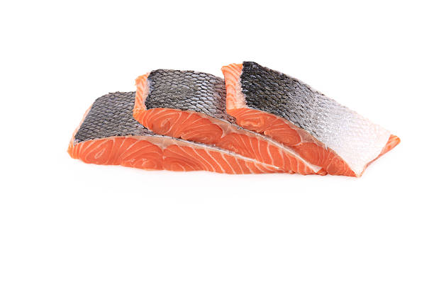 istock Fresh uncooked red fish fillet slices. 483874181