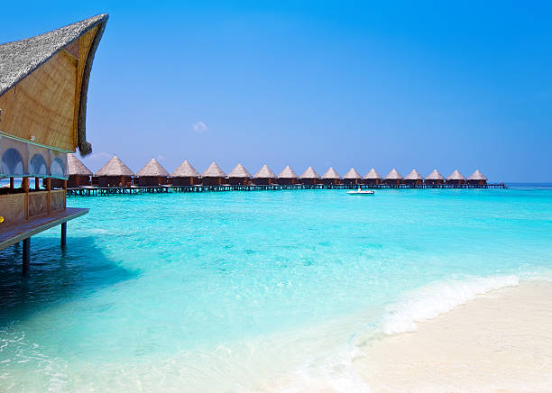 istock Island in ocean, overwater villas 483874242