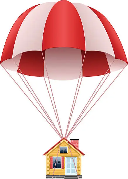 Vector illustration of Parachute with house