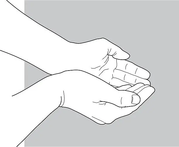 Vector illustration of Cupped hands