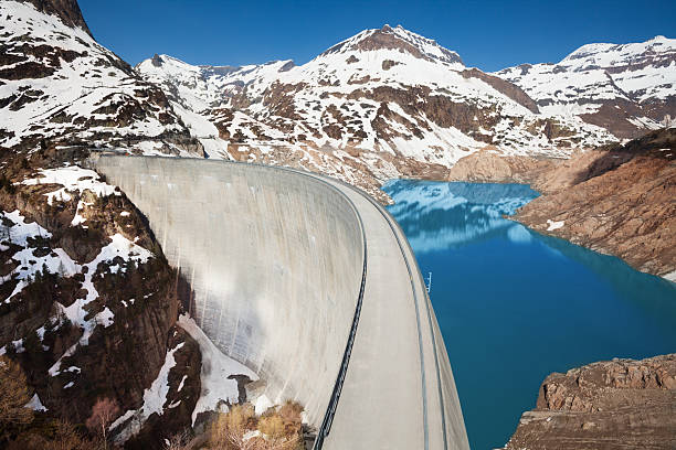 Top view of big concrete Dam, Kaprun, Austria