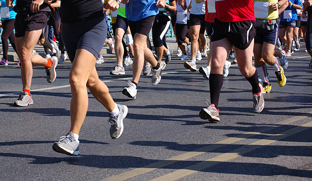 istock Racers frozen in time during a marathon 483877255