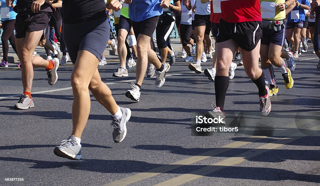 Corredores congelados em altura durante uma maratona - Royalty-free Maratona Foto de stock