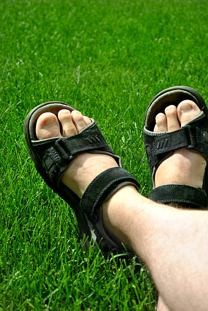 istock Feet Crossed on the green grass 483878790