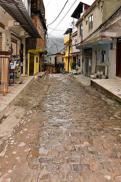 wet street - rio de janeiro brazil steps staircase stock-fotos und bilder