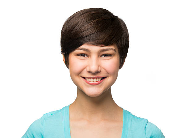 Close-up of Latin American girl smiling stock photo