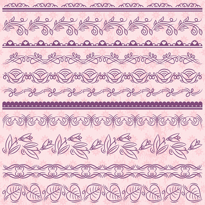 Set of Lace Paper with flower over pink backround, vector illustration
