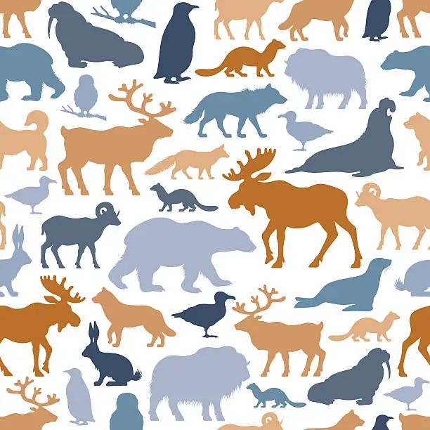 Vector illustration of Arctic Animals Pattern