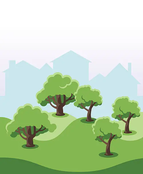 Vector illustration of Ecological Home Garden Tree Environment, Flat  Vector Illustration
