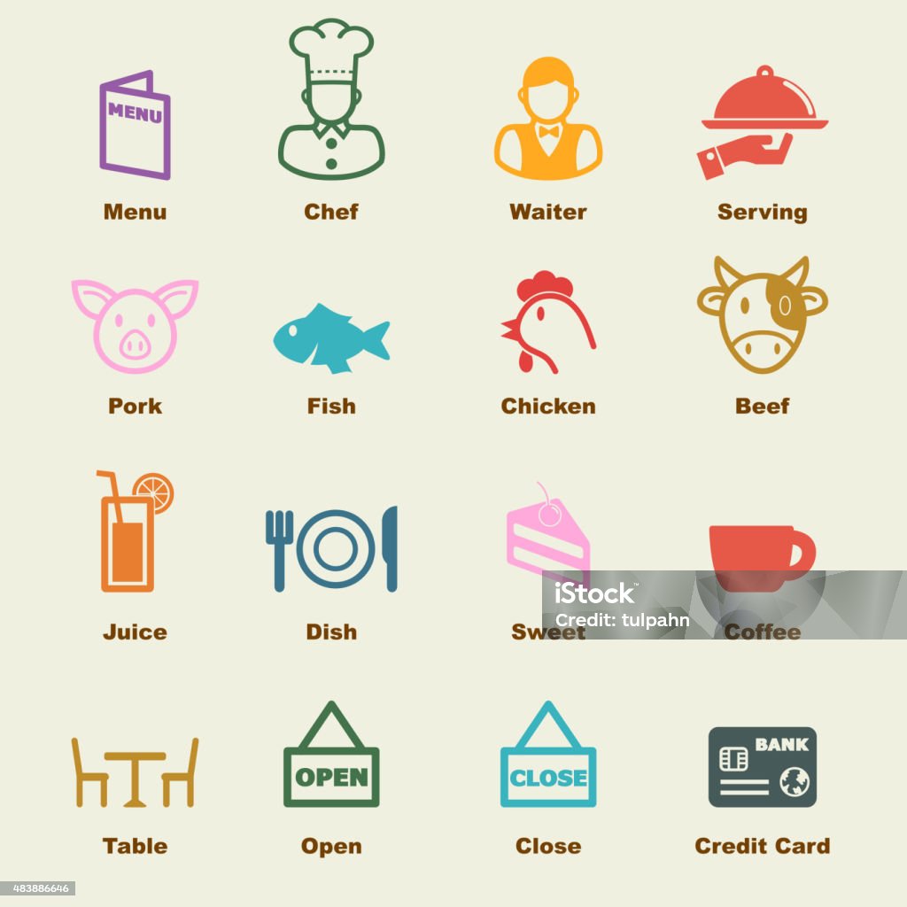 restaurant elements restaurant elements, vector infographic icons Cow stock vector