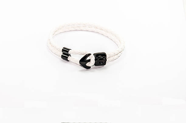istock anchor figure white leather men bracelet 483889478