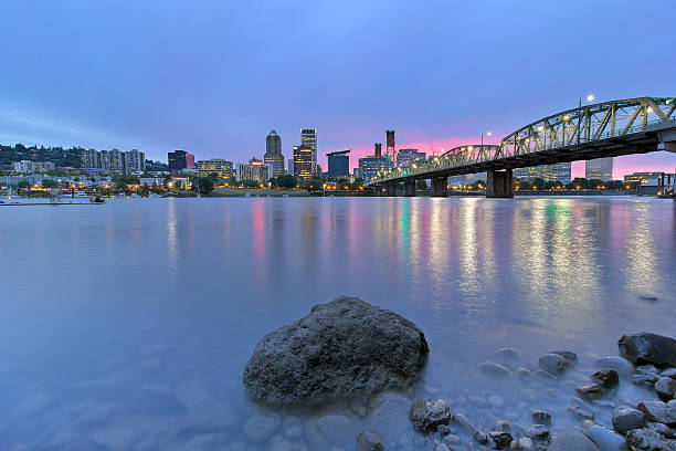 istock Portland Skyline along Willamette River at Dusk 483893436