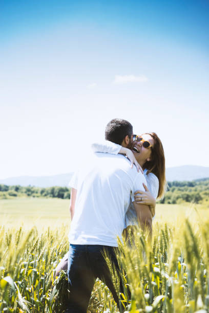 istock Happy couple in the wheat field 483893568