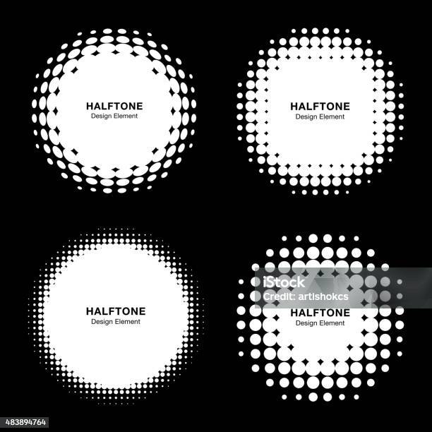 Set Of Abstract White Halftone Design Elements Stock Illustration - Download Image Now - 2015, Abstract, Backgrounds