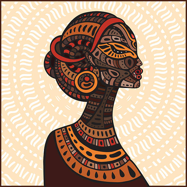 profil piękne african woman - silhouette christmas holiday illustration and painting stock illustrations