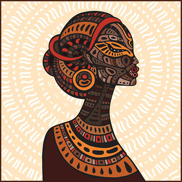 ilustrações, clipart, desenhos animados e ícones de perfil de uma bela mulher africana - silhouette christmas holiday illustration and painting