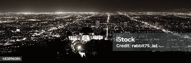 Los Angeles At Night Stock Photo - Download Image Now - 2015, Architecture, Black And White