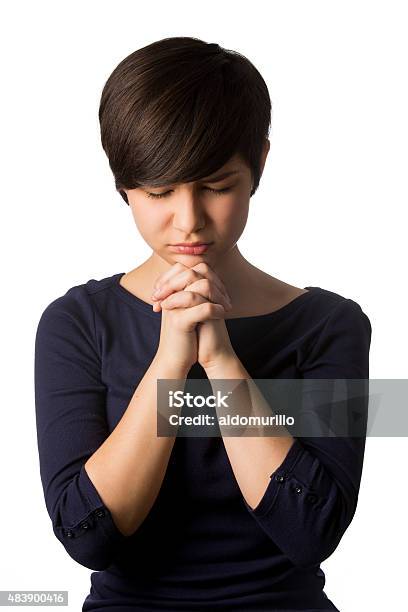 Front View Mexican Of Teenage Girl Praying Stock Photo - Download Image Now - 14-15 Years, 2015, Adolescence