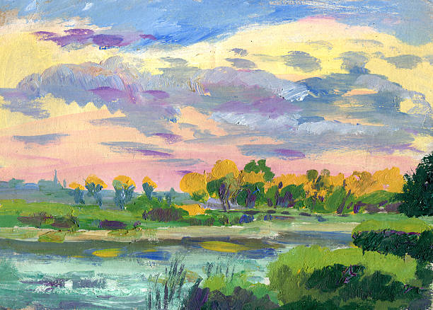 istock autumn landscape with a lake painting 483900834
