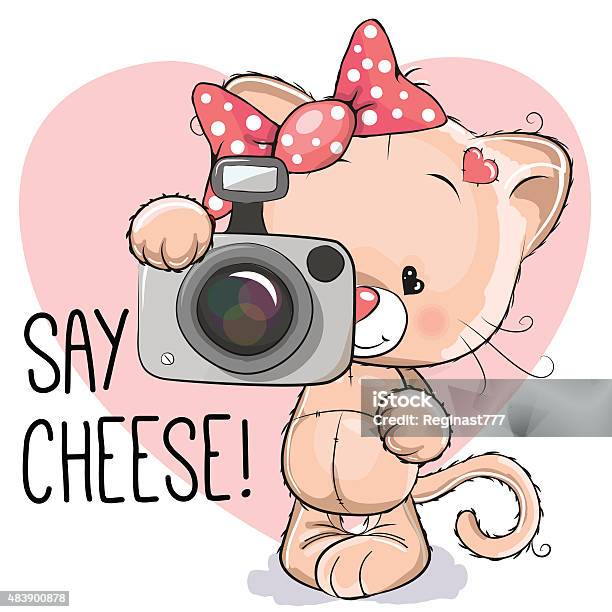 Cat With A Camera Stock Illustration - Download Image Now - 2015, Adult, Animal