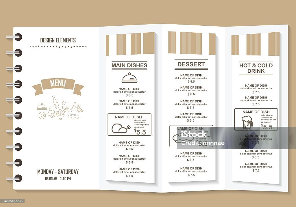 reataurant menu restaurant menu, infographics background and elements vintage and hipster design. Can be used for  layout, banner, web design, brochure template. Vector illustration 2015 stock vector