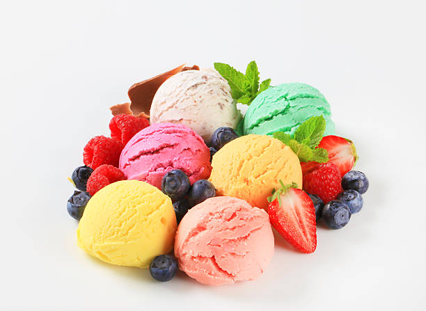 istock Scoops of ice cream - assorted flavors 483902374