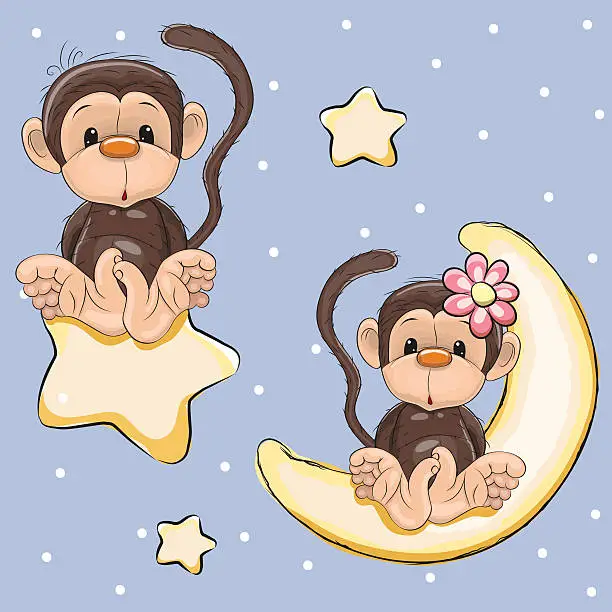 Vector illustration of Lovers Monkeys