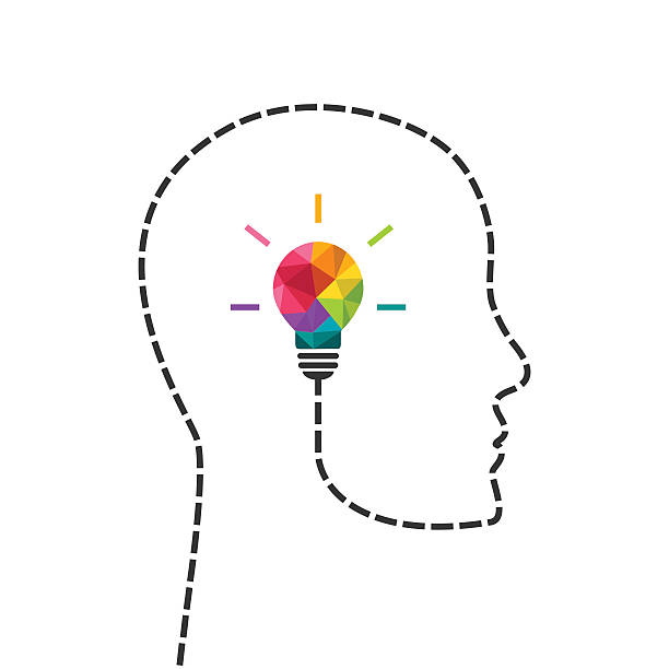 Creative thinking and learning concept Creative thinking and learning concept with colorful lightbulb and wire as human profile line. learn to drive stock illustrations