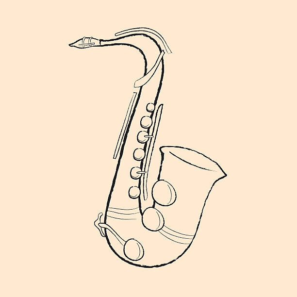 саксофон (монохромный - pianissimo stock illustrations