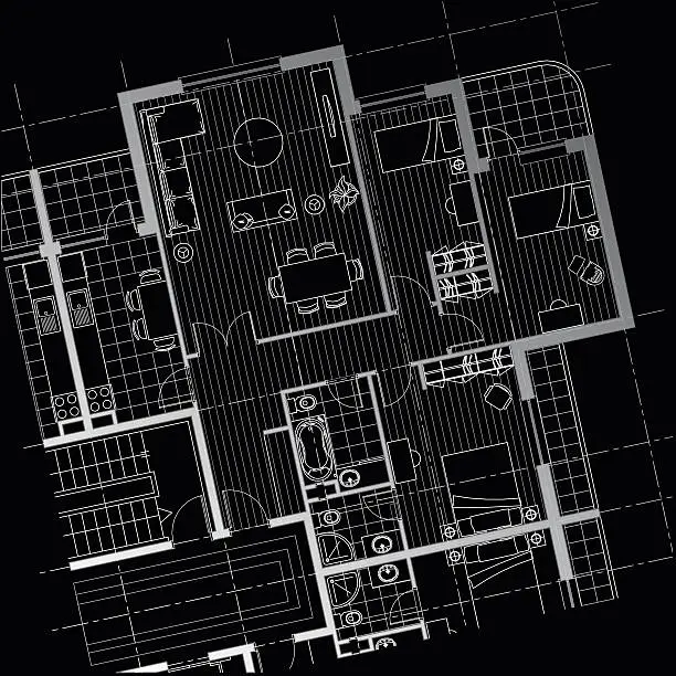 Vector illustration of apartment house plan black