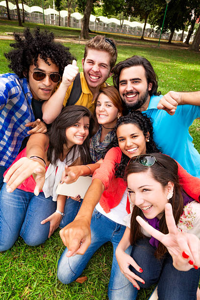istock Multi-ethnics group of young students at the university campus 483912861