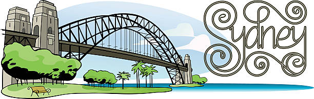 シドニーハーバーブリッジ、文字 - bridge sydney harbor bridge australia australian culture点のイラスト素材／クリップアート素材／マンガ素材／アイコン素材