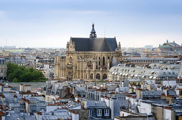 istock Saint-Germain l'Auxerrois church with Paris Skyline 483914134