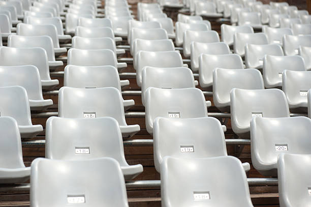 istock Row of grey seats. 483915951