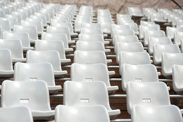 istock Row of grey seats. 483915969