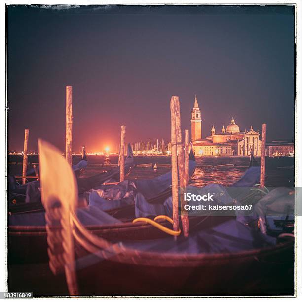 San Giorgio And Gondolas Venice Stock Photo - Download Image Now - Architecture, Built Structure, Canal