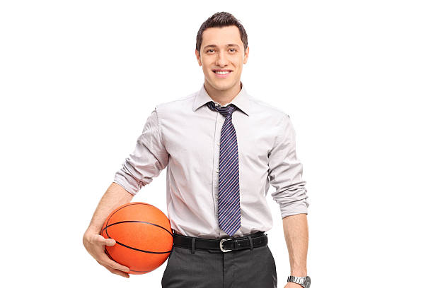 istock Handsome businessman holding a basketball 483917452