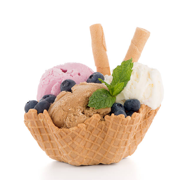 istock Ice cream scoops in wafer bowl 483917462