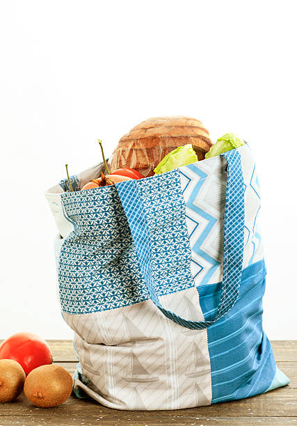 Homemade Cloth Tote Bag And Vegetables