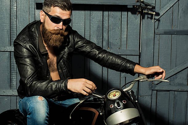 istock Unshaven male biker 483918392