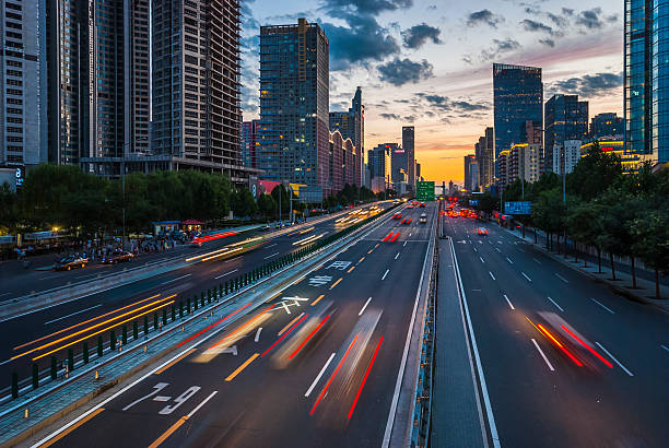 istock Urban highway traffic at night 483918510