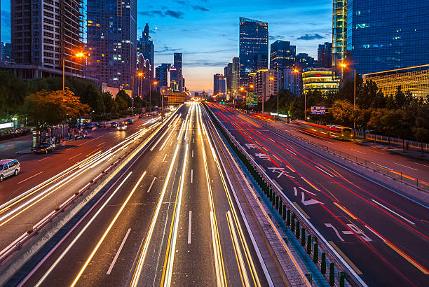 istock Urban highway traffic at night 483918520